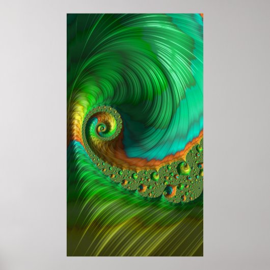 Spiral Mint Fusion Fractal Abstracte Art Poster (Voorkant)