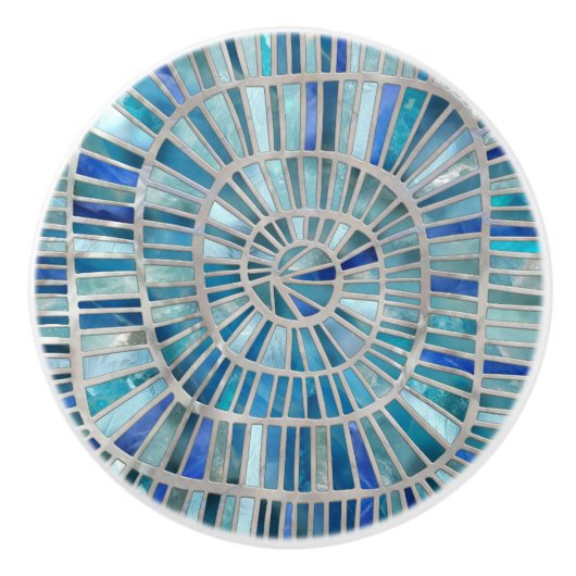 Spiral Mosaic Art - Aquamarijn Keramische Knop (Voorkant)