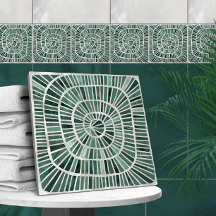 Spiral Mosaic - Pine en Jade Green Tegeltje