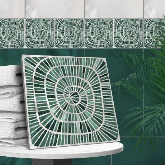 Spiral Mosaic - Pine en Jade Green Tegeltje