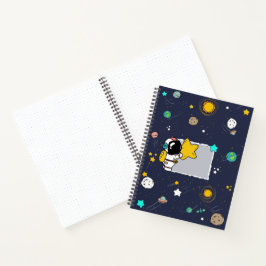 Spiral NotebooAstronaut Buitenste Ruimte Cartoon k Notitieboek