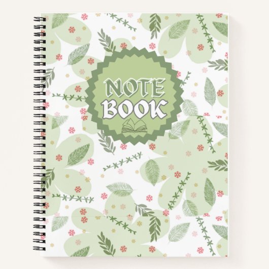 Spiral Notebook Aesthetic Sage Green Floral Spiral Notitieboek (Voorkant)