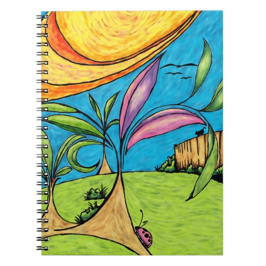 Spiral Notebook, Backyard Summer Fun Doodle Notitieboek (Voorkant)