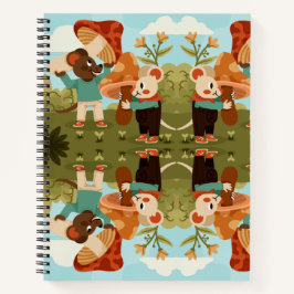 Spiral notebook cover showing a whimsical notitieboek