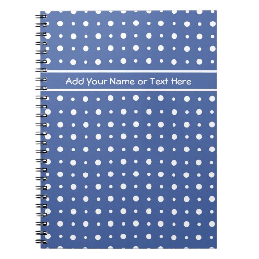 Spiral notebook, donkerblauw met witte pooldots notitieboek (Voorkant)