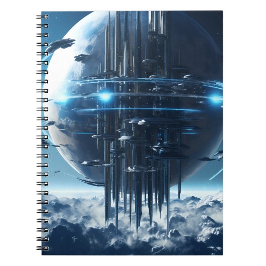 Spiral notebook featuring a galaxy world design notitieboek (Voorkant)