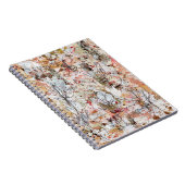 Spiral notebook featuring mixed media artwork. notitieboek (Rechterzijde)