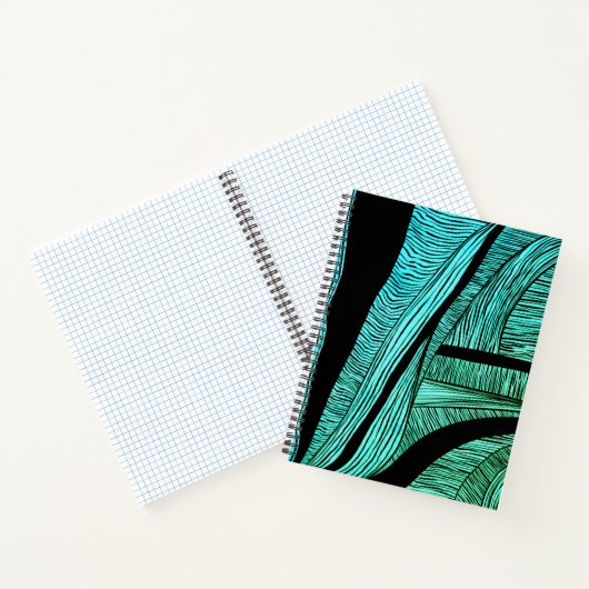 Spiral notebook met blauwe en zwarte golven notitieboek (Binnen)