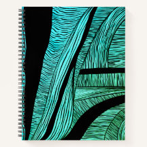 Spiral notebook met blauwe en zwarte golven