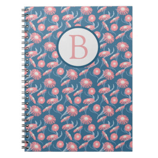 Spiral Notebook Monogram Pretty Pink Flowers Notitieboek