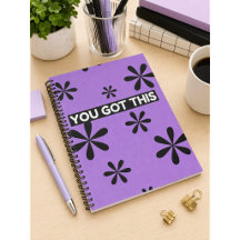 Spiral Notebook Purple & Black Quote Design