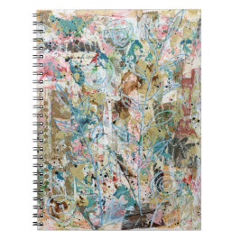 Spiral notebook with mixed media floral artwork. notitieboek