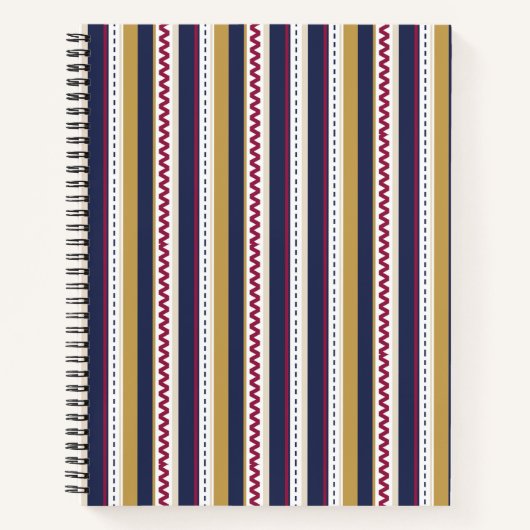 Spiral notebook with vertical stripes in navy blue notitieboek (Voorkant)