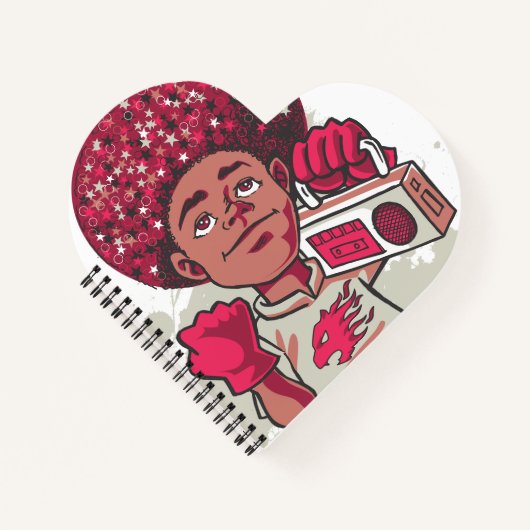Spiral Notebook – YOUTH Power Afro & Boombox Urban Notitieboek (Voorkant)