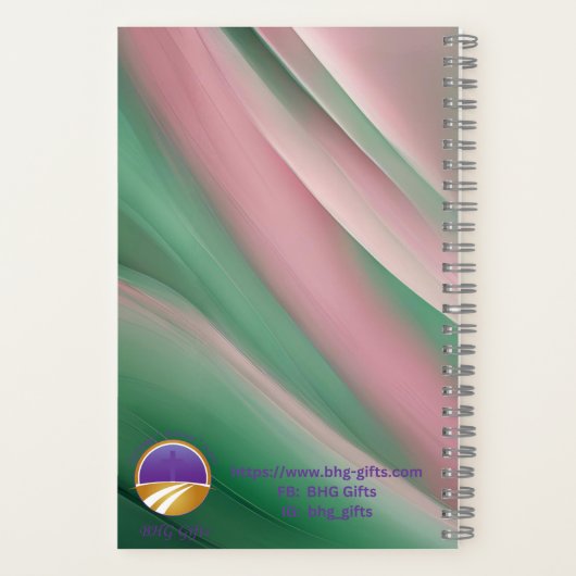 Spiral Notitieboek A5 Roze en Groen Abstract (Achterkant)