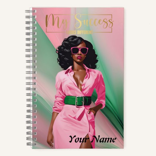 Spiral Notitieboek A5 Roze en Groen Abstract (Voorkant)