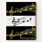 Spiral Notitieboek Black White Gold Muzieknoten (Achterkant)