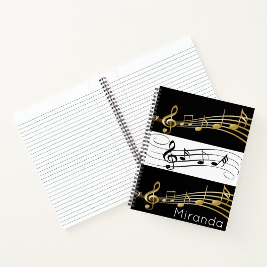Spiral Notitieboek Black White Gold Muzieknoten (Binnen)