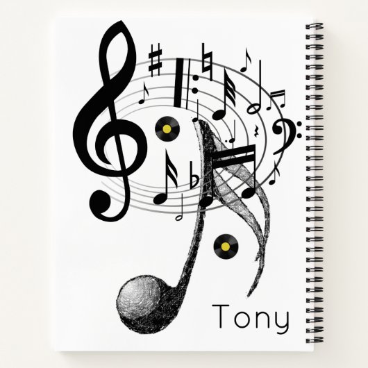 Spiral Notitieboek Black White Music Note (Achterkant)