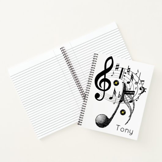 Spiral Notitieboek Black White Music Note (Binnen)