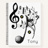 Spiral Notitieboek Black White Music Note (Voorkant)