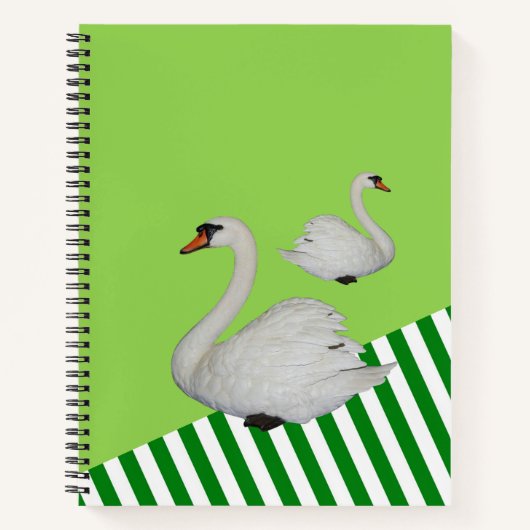Spiral Notitieboek Green Stripe Swan (Voorkant)