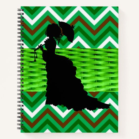 Spiral Notitieboek Green White Black Chevron Lady (Voorkant)
