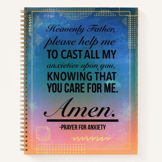 Spiral Notitieboek met een gebed voor angst (Voorkant)