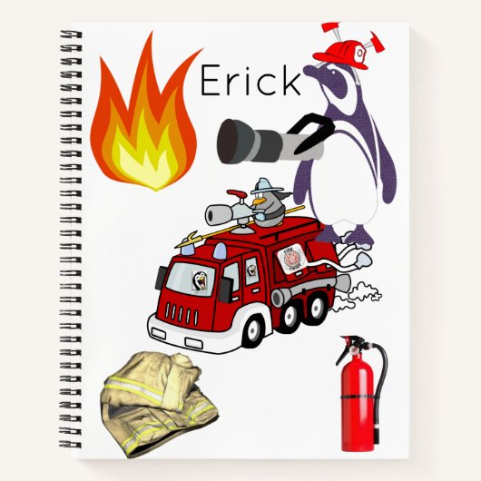 Spiral Notitieboek Penguin Fire Truck (Voorkant)