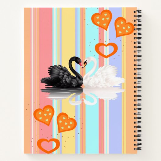Spiral Notitieboek Swan Stripe Oranje Hearts (Achterkant)