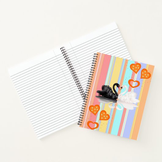 Spiral Notitieboek Swan Stripe Oranje Hearts (Binnen)