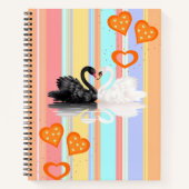 Spiral Notitieboek Swan Stripe Oranje Hearts (Voorkant)