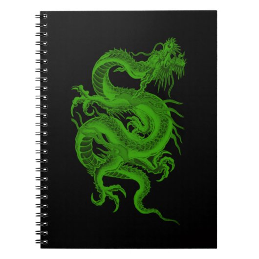 Spiral Notitieboek van de groene dragon Draco (Voorkant)