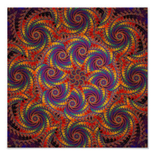Spiral Octopus Psychedelic Rainbow Fractal Art Foto Afdruk