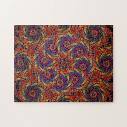 Spiral Octopus Psychedelic Rainbow Fractal Art Legpuzzel (Horizontaal)