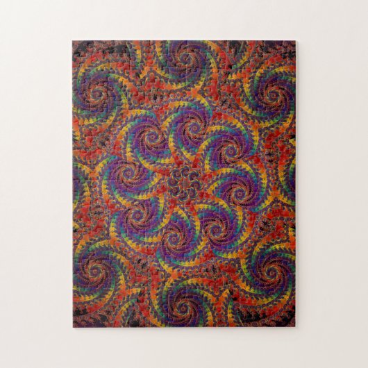 Spiral Octopus Psychedelic Rainbow Fractal Art Legpuzzel (Verticaal)