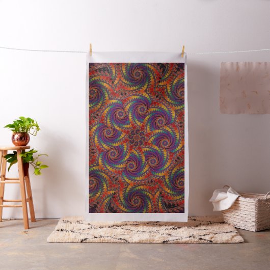Spiral Octopus Psychedelic Rainbow Fractal Art Stof (Voorbeeld)