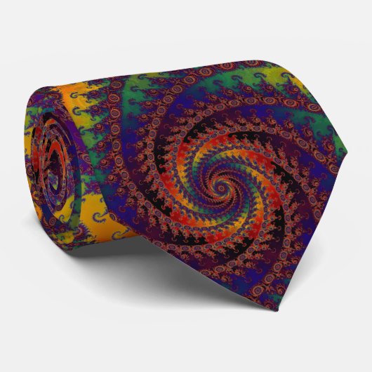 Spiral Octopus Psychedelic Rainbow Fractal Art Stropdas (Opgerold)