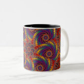 Spiral Octopus Psychedelic Rainbow Fractal Art Tweekleurige Koffiemok (Voorkant rechts)