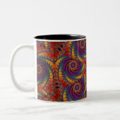 Spiral Octopus Psychedelic Rainbow Fractal Art Tweekleurige Koffiemok (Links)
