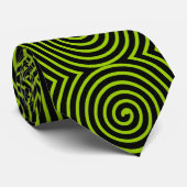 Spiral Pattern - Black and Martian Green Stropdas (Opgerold)