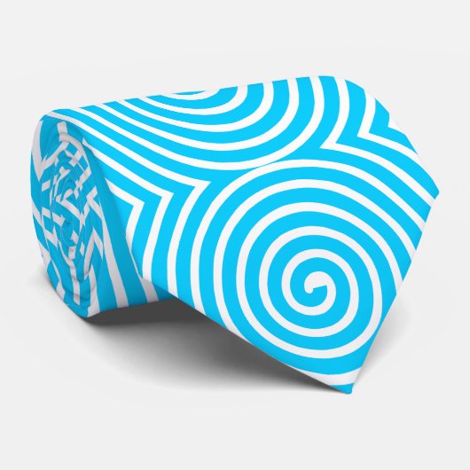 Spiral Pattern - Sky Blue and White Stropdas (Opgerold)