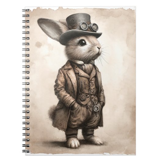 Spiral Photo Notitieboek met Steampunk Rabbit (Voorkant)