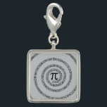 Spiral Pi Click Customize Charm<br><div class="desc">Een symbool van Pi en cijfers in een grafische die spiraalvormige mode op een grijze achtergrond wordt voorgesteld kunt u aan de kleur van uw keus gemakkelijk aanpassen. Gelieve te zorgen ervoor om de kleur voor de voorzijde en de rug van producten met twee kanten of veelvoudige elementen aan te...</div>