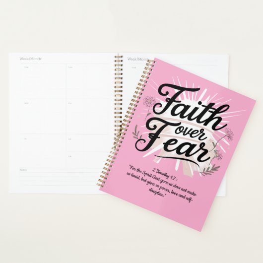 Spiral Planner with 2 Timothy 1:7Bible Verse (Display)