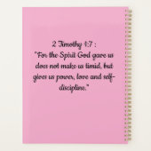Spiral Planner with 2 Timothy 1:7Bible Verse (Achterkant)