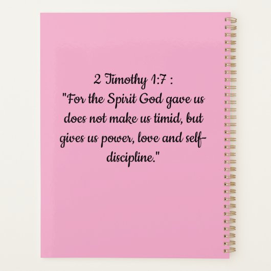 Spiral Planner with 2 Timothy 1:7Bible Verse (Achterkant)
