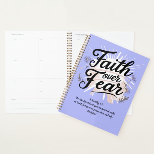 Spiral Planner with 2 Timothy 1:7Bible Verse (Display)