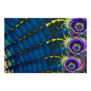 Spiral Rainbow Flowers Perfect Poster