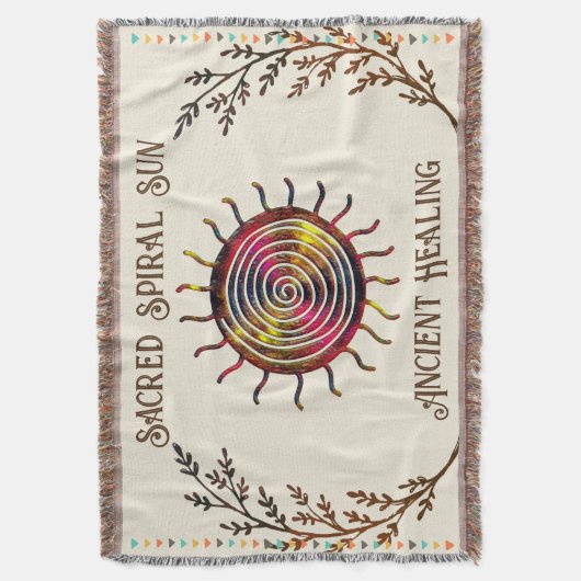 Spiral Rainbow Sun Schattige Beige Boho Deken (Voorkant Verticaal)